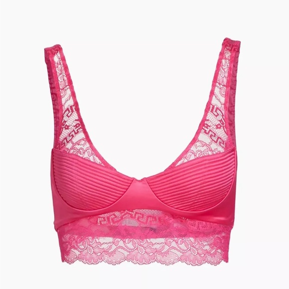 NWT Versace Runway Bralette Bustier Satin Lace Pink Size 2B/ 34B/ S - Picture 1 of 9